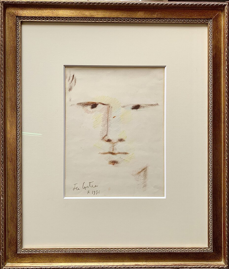 Jean Cocteau, Portrait, Zeichnung, Unikat, datiert 1956